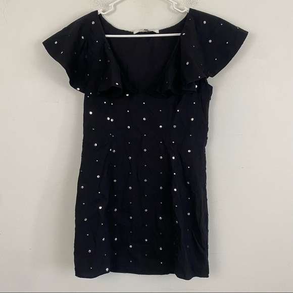 LOVERS + FRIENDS black diamond detailing ruffle sleeve mini dress - Picture 5 of 9